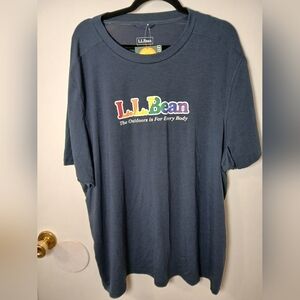 L.L. Bean Men's XXL Slightly Fitted SunSmart UPF 50+ T-Shirt Blue Multicolor